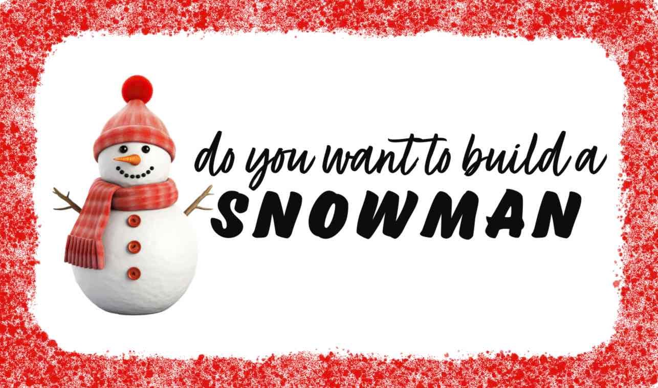free printable label Do you want to build a snowman - red border